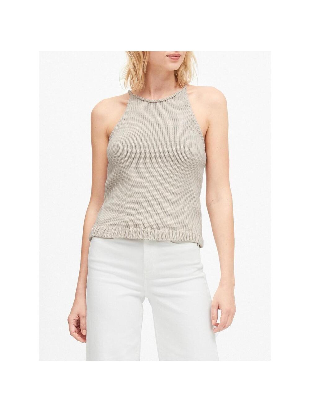 BANANA REPUBLIC Women’s Halter-Neck Sweater Tank in Natural-Size Small